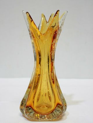 Vintage Retro Italian Murano Glass Vase Yellow / Orange - 205