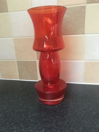 Riihimaki Glassworks 1970 Vintage Red Art Glass Vase By Tamara Aladin