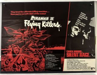 Piranha & Silent Rage Movie Poster (verygood) British Quad 30x40 