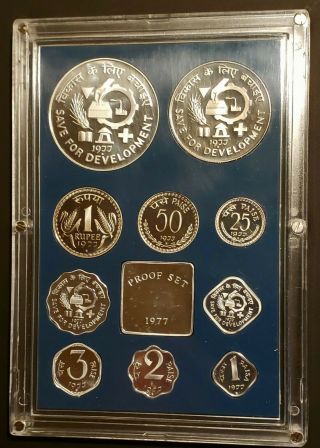1977 (b) India 10 Coin Proof Set Fao Commemoratives Km - Ps21