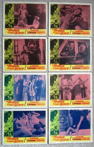 Horror Of Party Beach; Curse Of Living Corpse Orig 1964 Set Of 8lc 