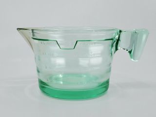 Vintage Green Depression Glass Vaseline Uranium Glass Measuring Cup One Pint