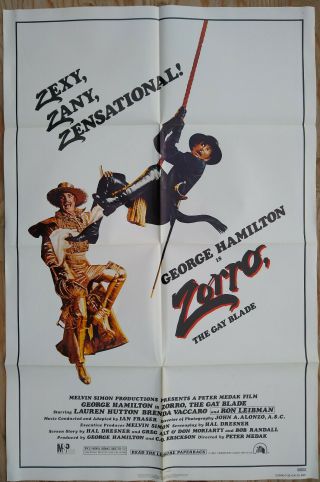 Zorro The Gay Blade Vintage 1981 1 Sheet Movie Poster