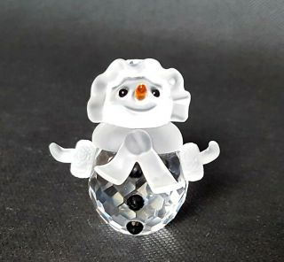 Vintage Retired Swarovski Crystal Snowman Christmas Figurine Ornament 250229