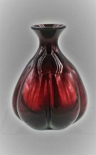 Vintage Blenko Hand Blown Glass Bud Vase - 928 - Ruby