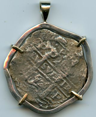 1652 " La Capitana " Shipwreck 4 Reales Bolivia Potosi Coin W/ Bezel