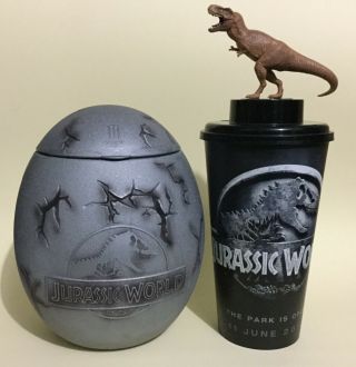 Jurassic World 2015 Dinosaur Egg Popcorn Tub,  Topper Cup T Rex No Dvd Blu Ray