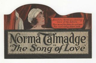 The Song Of Love - Vintage 1923 Norma Talmadge Silent Film Movie Herald