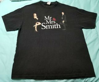 Vtg Mr & Mrs Smith 2005 Movie Promo t shirt XL Brad Pitt Angelina Jolie 2