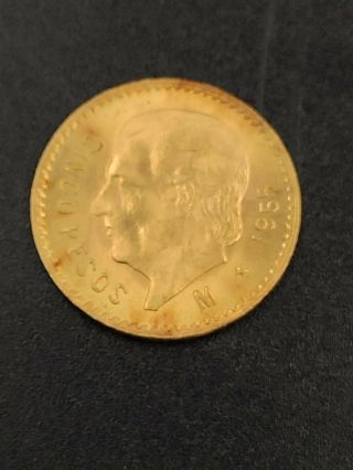 1955 MEXICAN 5 PESO GOLD COIN MEXICO 5 PESOS CINCO 2