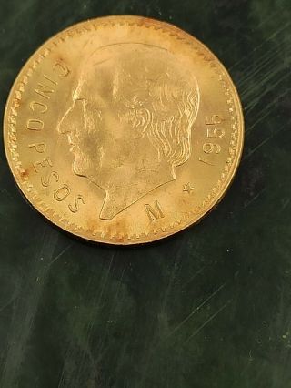 1955 MEXICAN 5 PESO GOLD COIN MEXICO 5 PESOS CINCO 3