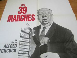 Rare Alfred Hitchcock Huge French Movie Poster For The 39 Steps Rerelease