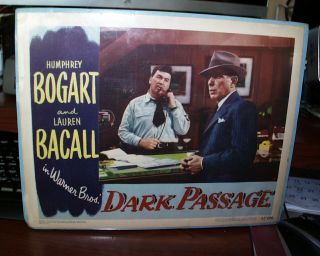 1947 Dark Passage Color Movie Lobby Card Humphrey Bogart,  Lauren Bacall