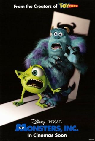 Monsters Inc.  Movie Poster 2 Sided Very Rare Intl Ver B 27x40
