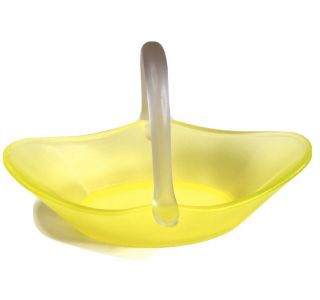 Tiffin Canary Yellow Satin Vaseline Glass Basket With Applied Handle