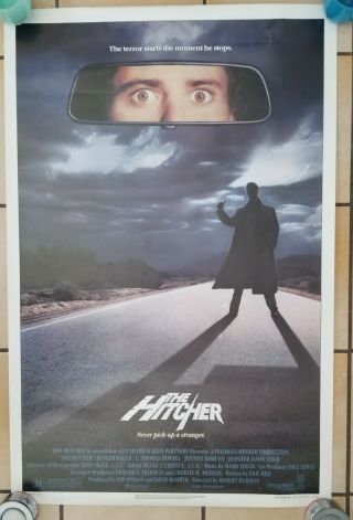 Vintage 1986 The Hitcher One Sheet Poster C Thomas Howell Rutger Hauer Horror