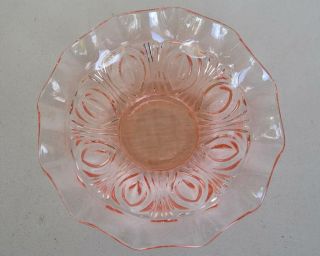 Crown Crystal Pink Depression Glass Bowl Carnival Pattern