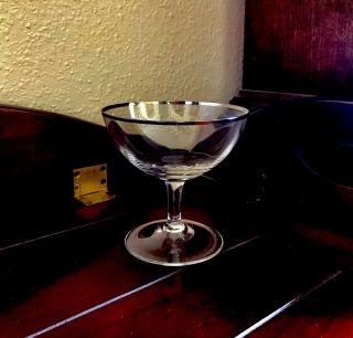 Vintage Champagne Cocktail Coupes Silver Rim Glasses Sherbets Stemware Barware 4 2