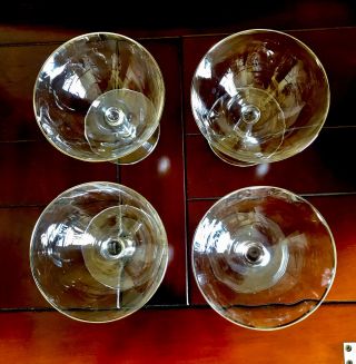 Vintage Champagne Cocktail Coupes Silver Rim Glasses Sherbets Stemware Barware 4 3