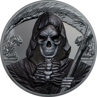 Grim Reaper Dark Side 1 Oz Silver Coin 1000 Francs Equatorial Guinea 2018
