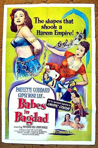 Paulette Goddard,  Gypsy Rose Lee - 1952 Poster 27x41 - - " Babes In Bagdad "