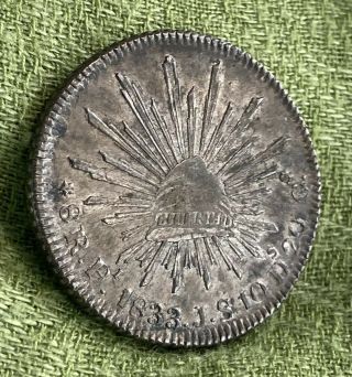 1833 Pi Js Mexico 8 Reales San Luis Potosi Silver Coin