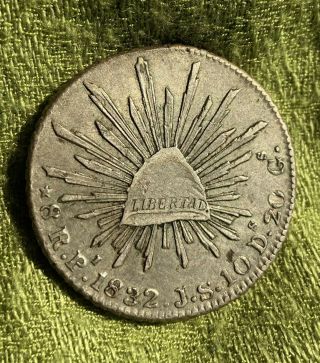 1832 Pi Js Mexico 8 Reales San Luis Potosi Silver Coin