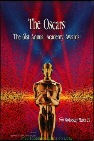 Academy Awards 61st Annual 1989 Movie Poster Ss 24x36 V.  Fine