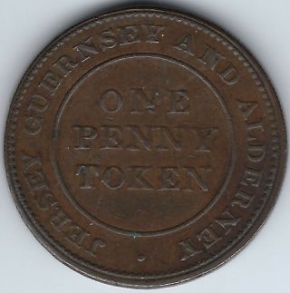 Great Britain Jersey Guernsey & Alderney 1813 Penny Token Withers 2044a Inv 3857