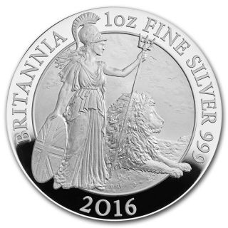 2016 Great Britain 2 Pound 1 Oz Proof Silver Britannia &