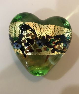 Robert Held Art Glass Heart Shaped Paperweight,  Signed