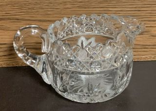 Abp American Brilliant Period Cut Glass Creamer Saw Tooth Rim Faceted Handle
