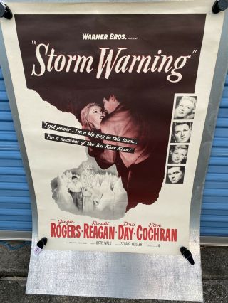 Warner Brothers Storm Warning Movie Poster Ginger Rogers Ronald Reagan Doris Day