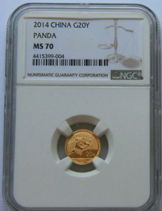 2014 Panda 1/20oz Gold Coin G20y Ngc Ms70