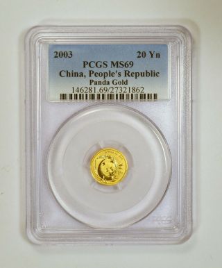 2003 China 20 Yuan Panda Gold Coin Pcgs Graded Ms69