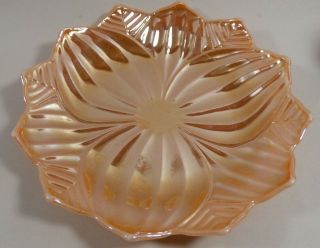 Vtg Mid Century Fire King Lotus Blossom Leaf Peach Luster 8.  25 " Plate