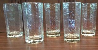 Vintage Libbey Facets Clear 16 Oz.  Drinking Glass Tumblers Set Of 5
