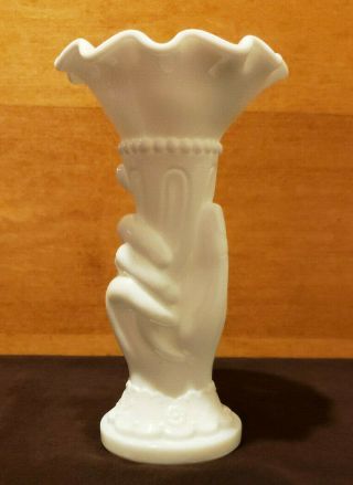 Westmoreland White Milk Glass Trumpet Vase Lady 