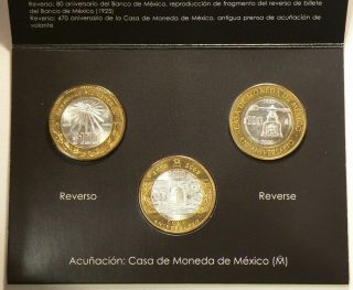 2005 1925 Mexico $100 Pesos Set Of 3 Silver Casa De Moneda 10342