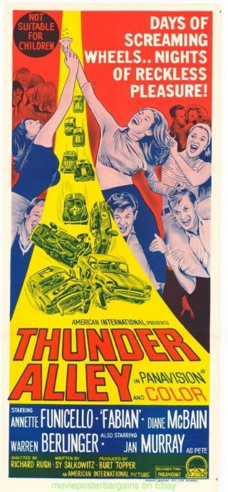 Thunder Alley Movie Poster Australian Daybill Size Racing Classic 1950s Car 