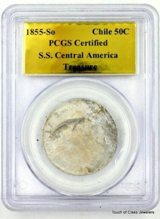 Shipwreck Coin 1855 - So Chile 50c From Ss Central America Certified By Pcgs