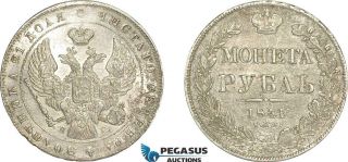 Af243 Russia,  Nicholas I,  Rouble 1841 СПБ - НГ,  St.  Petersburg,  Silver,  Cleaned Au