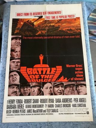 Battle Of The Bulge 1966 Orig.  1 Sheet Movie Poster 27 " X41 " (g/vg) Henry Fonda