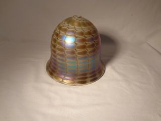 Phoenix Art Glass Studio Blue Gold Iridescent Bell Shaped Lamp Shade