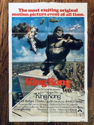 1976 King Kong Theatrical One Sheet Movie Poster 41 X 27 Inches