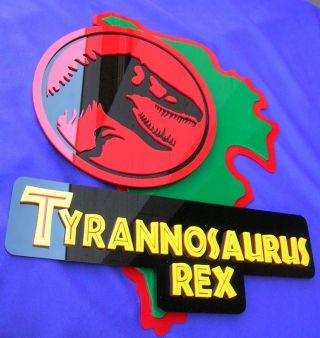 Tyrannosaurus Rex 3D ART sign Isla Nublar Dinosaur Jurassic PARK TREX 2