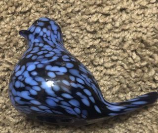 Joe St Clair Art Glass Bright Blue Bird Paperweight