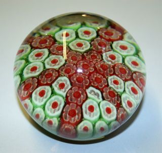 Vintage Murano Art Glass Millefiori Paperweight Kaleidoscope Flower Design 3 " J6