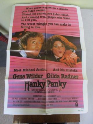 Vintage 1 Sheet 27x41 Movie Poster Hanky Panky 1982 Gene Wilder Gilda Radner