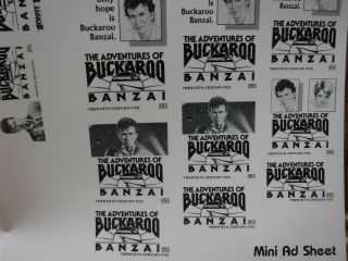 THE ADVENTURES OF BUCKAROO BANZAI Movie Mini Ad Sheet Vintage Advertising Poster 3